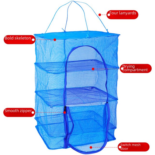 Jaula de secado plegable para secar insectos, verduras, batata, pescado, frutos secos, red de secado espesa, equipo de pesca