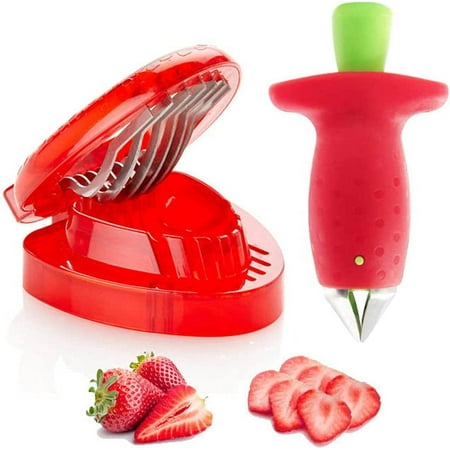 

2 PCS Strawberry Huller Fruit Slicer Set Berry Stem Leaves Huller Gem Remover Removal Fruit Peeling Tool Kitchen Accessories Corer Easy for Remove Strawberry Tomatoes and Stem Tool
