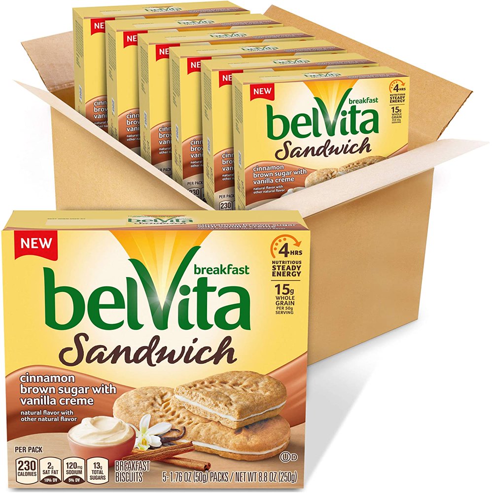 Belvita Breakfast Biscuit Sandwiches With Cinnamon Brown Sugar and Vanilla Creme Flavor, vanilla
