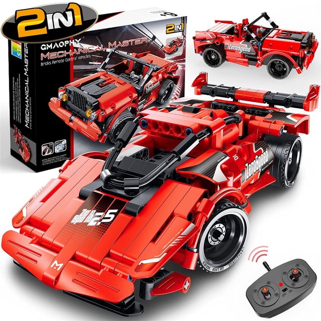 Stem Toy Juguetes de construcción Regalos para niños de 5, 6, 7, 8, 9, 10, 11, 12 años de edad Niños Niños Niñas, 2 en 1 Control remoto Bloques de construcción de automóviles de carreras, 351 piezas K Namotu CZWJ-XM73