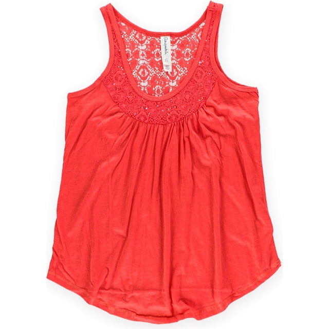 Aeropostale Womens Solid Lacey Neckline Back Tank Top, naranja, grande Aeropostale Camiseta sin mangas