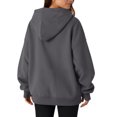 thumbnail image 7 of Womens Oversized Hoodies V Neck Sweatshirts Long Sleeve Pullover Loose Clothes 2025 Fall Trendy Tops Dark Gray XL, 7 of 7