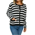 thumbnail image 6 of DailyTrove Women's Striped Hooded Cardigan, Long Sleeve, Casual Gym & Lounge Wear, Lightweight Cotton Blend, Plus Size Friendly, 6 of 6
