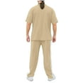 thumbnail image 3 of OGLCCG Mens 2 Piece Sweatsuits Outfits Short Sleeve Pullover Tees and Joggers Sweatpants Lightweight Summer Casual Track Suits Set with Pockets,M,Khaki, 3 of 8