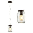 thumbnail image 2 of JONATHAN Y Gaines 5.5" 1-Light Farmhouse Industrial Iron Mason Jar LED Pendant, Oil Rubbed Bronze/Clear, 2 of 8