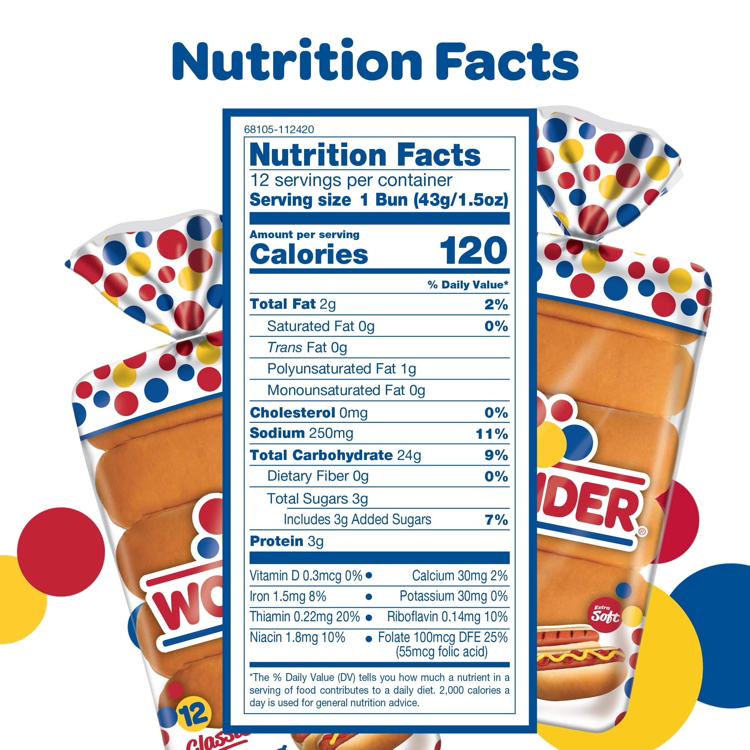Wonder Bread Classic Extra Soft Hot Dog Buns, White Bread Buns, 18 oz., 12 Ct, Shelf-Stable