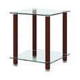 thumbnail image 2 of Topcobe 2-Tier Square Glass Side Table, Modern Rolling End Table with Storage Shelve for Living Room, Transparent, 2 of 12