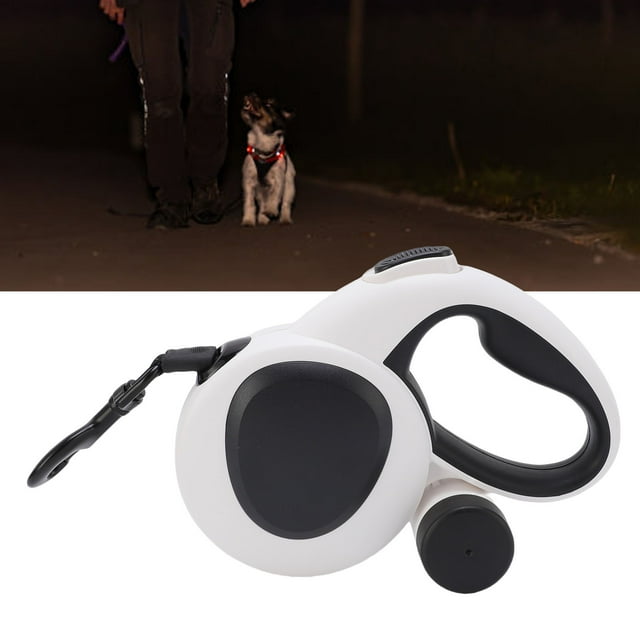 Auto Retractable Dog Leash with Brake & LED Light, 5m Nylon Reflective Leash with Soft Grip, 300LB Strength Water Proof Pet Leash for Large Dogs