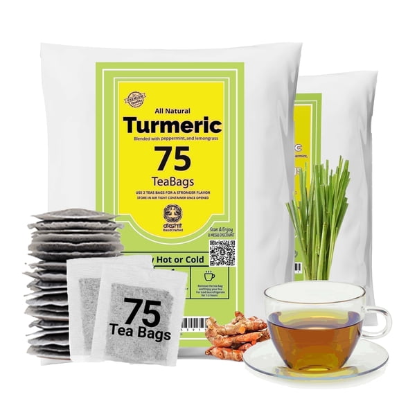 Akshit Turmeric Tea Bags with Black Pepper – 150 Count, Caffeine-Free, Non-GMO-10oz
