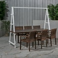 thumbnail image 3 of GDF Studio Gazo Outdoor Acacia Wood and Iron 7 Piece Planter Dining Set, Dark Brown and White, 3 of 13