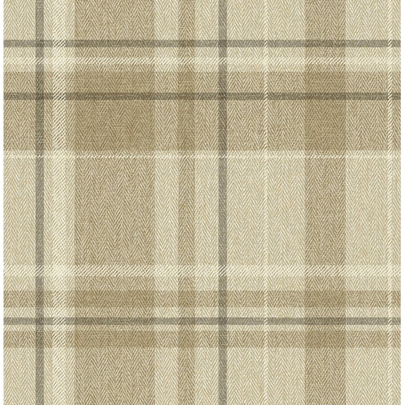 Fine Decor Harris Light Brown Plaid Chevron Wallpaper