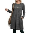 thumbnail image 4 of gakvbuo Sweaters For Women Fall Fashion 2022 Pullover Sweatshirts Fashion Women Autumn O-Neck Solid Loose Long Sleeve Pocket Button Dress, 4 of 9