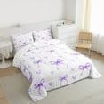 thumbnail image 3 of Manfei Lovely Bowtie Full Size Comforter Sets,Purple Heart Print Bedding Comforter Set,Ribbon Bow Knot Bedding Sets For Girls,Microfiber Bedroom Decor Reversible,3pcs, 3 of 8