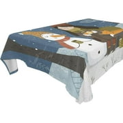 SKYSONIC 60"x120" Square Tablecloth with Merry Christmas Fairy Forest Prints, Anti-Wrinkle and Smooth Table Cloth for Kitchen/Home Party Decoration