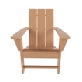 thumbnail image 2 of WestinTrends Ashore 4-Piece Foldable Adirondack Chair Set, All-Weather Poly Lumber, Modern Farmhouse Patio Seating, Teak, 2 of 9
