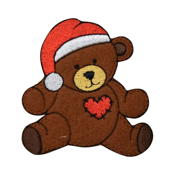 Christmas Teddy Bear - Santa Hat - Iron on Applique/Embroidered Patch