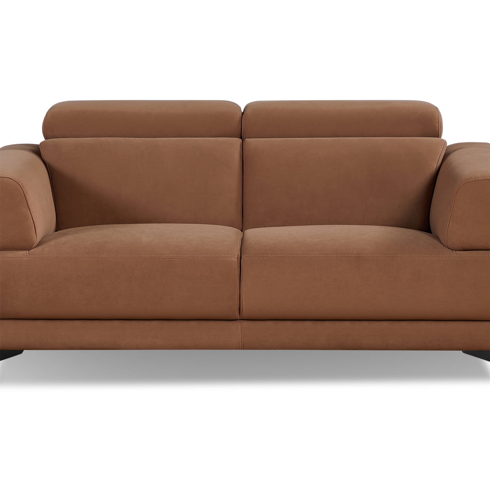 Contemporary Living Room Loveseat with Adjustable Headrest, Brown