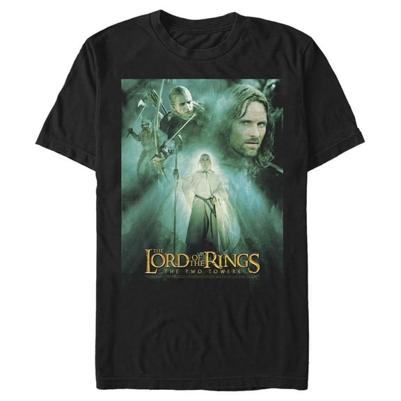 Men's The Lord of the Rings Two Towers Hero Group Graphic Tee Black Small