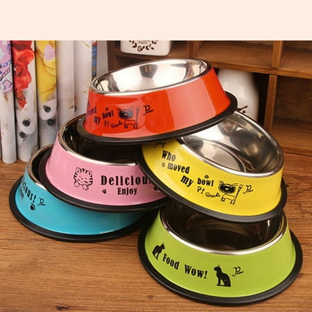 - Girl12Queen Stainless Steel Anti-skid Pet Dog Cat Food Water Bowl Pet Feeding Feeder Bowl