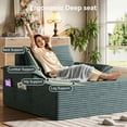 thumbnail image 6 of Chaise Lounge Sofa Bed Indoor, 60" Extra Wide Plush Corduroy Sleeper Chair, Boneless Couch Sofa, Modern Lounge Chair for Living Room, Bedroom, No Assembly, 6 of 9
