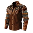 thumbnail image 3 of Telankuip Mens 250th Anniversary USA Shirts Long Sleeve Button down Western Cowboy Style Shirts with Fringes Vintage Patriotic Printing Spring Summer Jacket Top 5-Brown XXXXL, 3 of 5