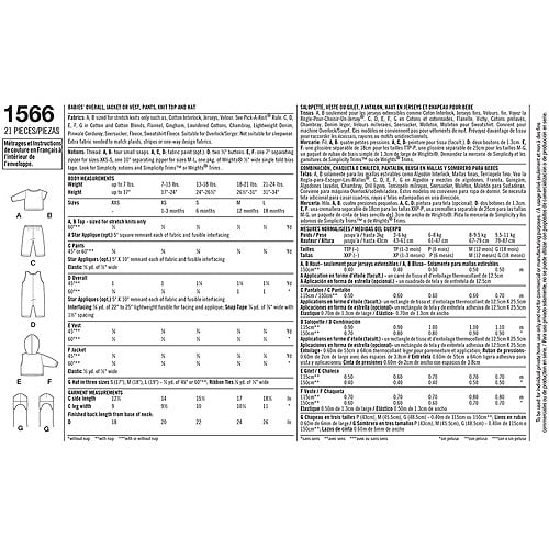 Simplicity Babies' Size XXSL Sportswear Pattern, 1 Each