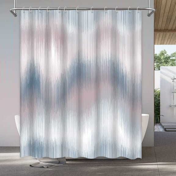 Bluish Grey Blue Ombre Shower Curtain Abstract Pink Gradient Striped Bathtub Curtain Aesthetic Art Polyester Fabric Bathroom Decor Curtain Sets 72"x 72"