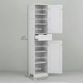 thumbnail image 3 of HOMCOM Armoire de Rangement Haute pour Salle de Bain avec Portes, Tiroir, Tablette Ajustable, 3 of 10