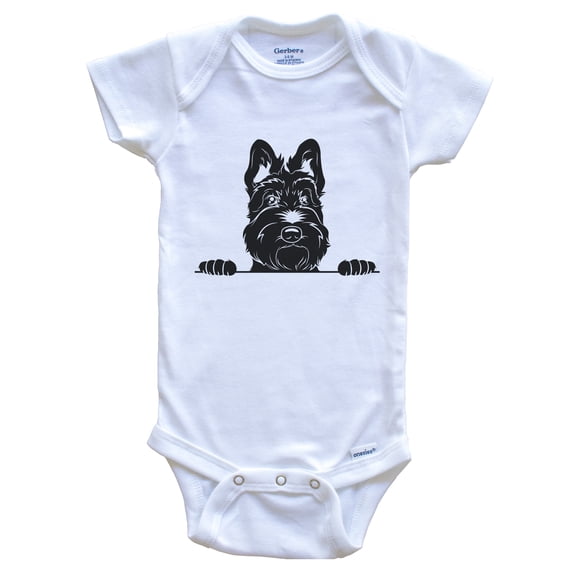 Scottish Terrier Dog Breed Drawing Cute Baby Bodysuit, 0-3 months white