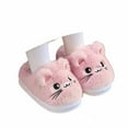thumbnail image 3 of Tfken Slippers For Girls Boys Size 2.5-3 Years Flock Slip-On Flatform Cat Print Trendy Fleece Pink Slippers, 3 of 7
