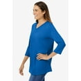 thumbnail image 3 of Woman Within Plus Size Perfect Three-Quarter Sleeve V-Neck Tee (Petite Available), 3 of 3