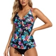 thumbnail image 1 of PMVFHDE Plus Size Swimsuit For Women Flowy Printed Tankini Top With Adjustable Straps And Matching Full Coverage Bottoms, 1 of 4