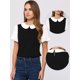 thumbnail image 2 of Blusa con cuello Peter Pan Allegra K Top de verano de Manga Corta con volantes En Contraste Negro XS, 2 of 6