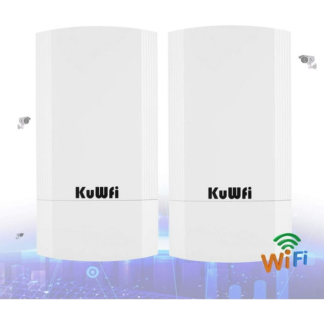 KuWFi CPE200M 11AC 5GHz 900Mbps Wireless Bridge 2-Pack Outdoor Long Range