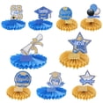 thumbnail image 1 of Centros de mesa de graduación de la clase de 2024 para decoración de mesas, adornos para fiestas (Tono azul + dorado), 1 of 5