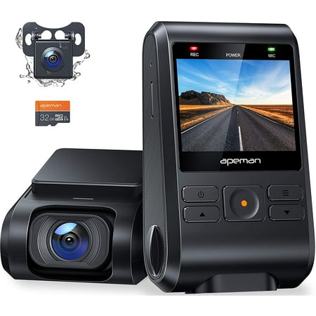 APEMAN Dash Cam Front and Rear C550, 1080P Dual Dash Cam, IPS Screen, Night Vision, 170° Wide Angle, WDR, G-Sensor, Parking Monitor,