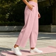 thumbnail image 3 of Sweatpants for Women Wide Leg Elastic Waist Thin Fleece Lounge Pants Pink Loose Gym Workout Pants Size M, 3 of 9