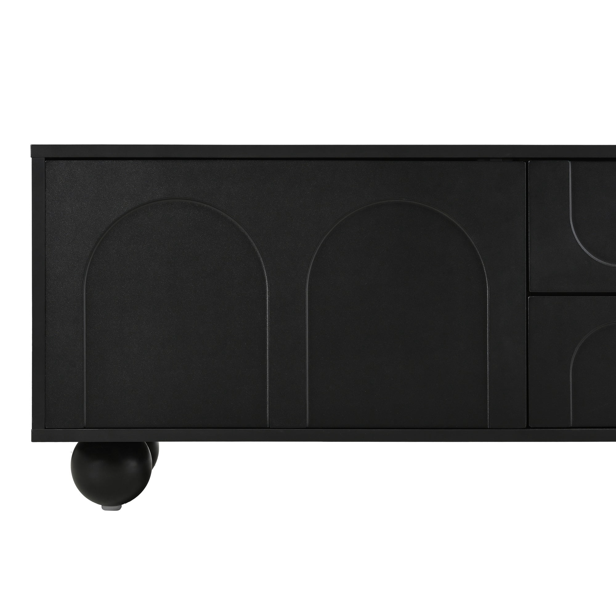MAYEERTY Cream Style TV Stand with Arched Doors & 2 Drawers for TVs up to 75"