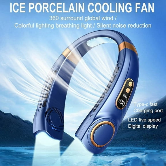 Portable Neck Fan, Rechargeable PeRsonal Hand-Free Fan, Blue