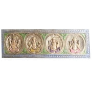 Mogul Beautiful Vintage Indian Hand Carved Meditation Ganesha Headboard Zen Altar Wall Sculpture Home interior Décor