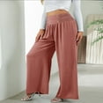 thumbnail image 2 of Loose Long Trousers with Elastic High Waist for Women, 2 of 6