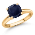 thumbnail image 2 of Gem Stone King 10K Yellow Gold Blue Sapphire Solitaire Engagement Ring for Women (2.82 Cttw, Cushion 8MM, Gemstone September Birthstone, Available in Size 5, 6, 7, 8, 9), 2 of 4