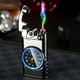 thumbnail image 1 of Encendedor electrónico recargable con reloj y luz RGB - USB-C, pantalla de batería, doble arco, metal antiviento, 1 of 8