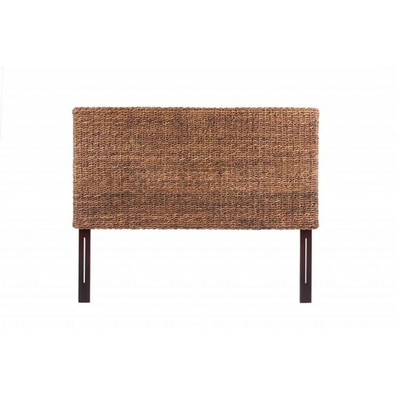 Brown Natural and Rustic Woven Banana Leaf Straight Queen Size Headboard