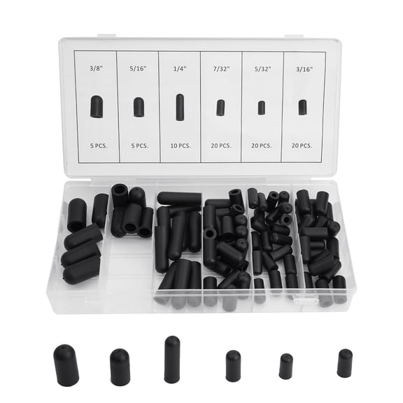 Rooha 80Pcs Rubber Vacuum Lines Cap Vacuum Hose End Cap For Most Car Carburetor Rubber Boot Cap Assortment Kits Car Accessories