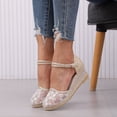 thumbnail image 3 of Dakaela Closed Toe Sandals Women Platform Wedge Espadrilles 2026 Comfortable Sequin Flower Dressy Casual Summer Shoes with Ankle Straps Beige Size 8, 3 of 9
