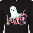 thumbnail image 4 of Inktastic Cute Ghost Octopus Trick or Treating with Bat Long Sleeve T-Shirt, 4 of 5