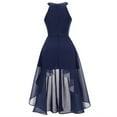 thumbnail image 7 of IROINNID Wedding Guest Dresses for Women Evening Night Party Dress Spring And Summer Round Neck Hollowed Out Collar Slim Fitting Sleeveless Hanging Neck Dress Elegant Formal Dress,Navy, 7 of 7