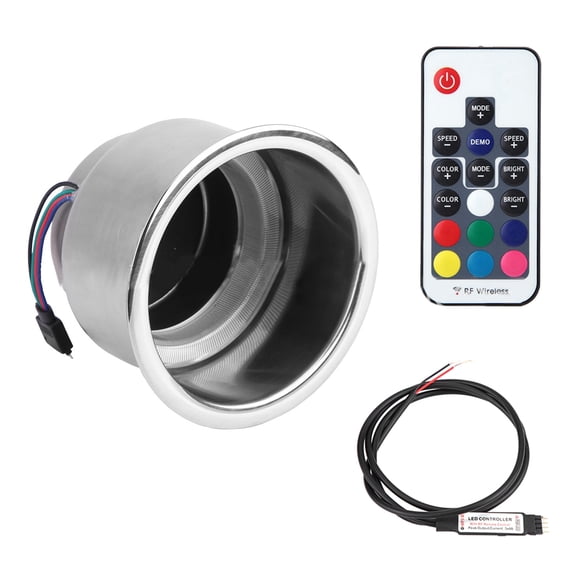 Car Boats Truck Stainless Steel Cup Drink Holders 14LED RGB Light Remote Control Cup Drink Holders