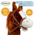 thumbnail image 3 of Playful Minds: Stick Pony - Chestnut - Brownish Red, 34" Wood Stick Ride-On, 12" Plush Horse Head, Realistic Animal Sounds, Bridle & Reins, Kids 3+, 3 of 10